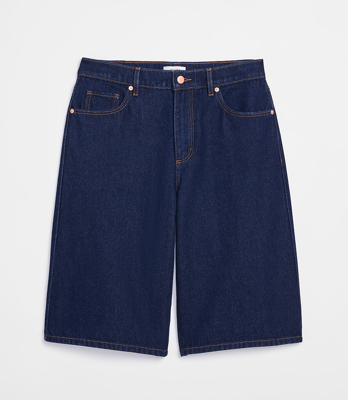 Rivete Curvy High Rise Denim Bermuda Shorts in Dark Rinse