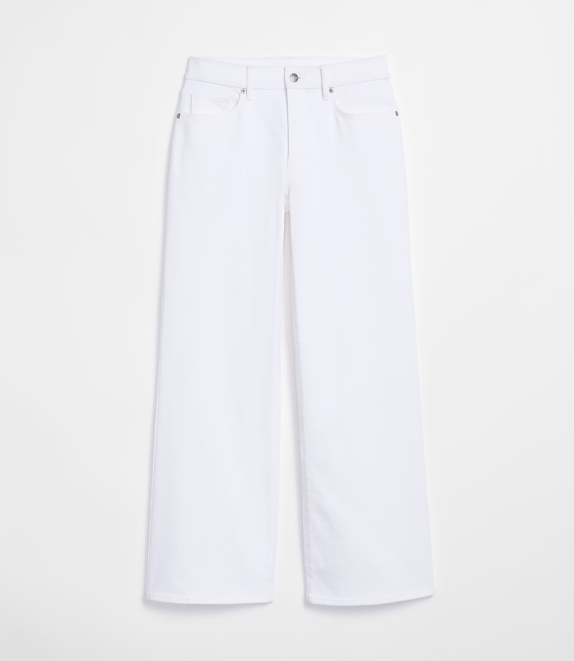 Rivete Petite Mid Rise Wide Leg Jeans in White