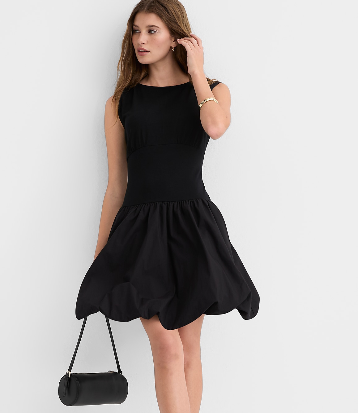 Petite Mixed Media Bubble Dress