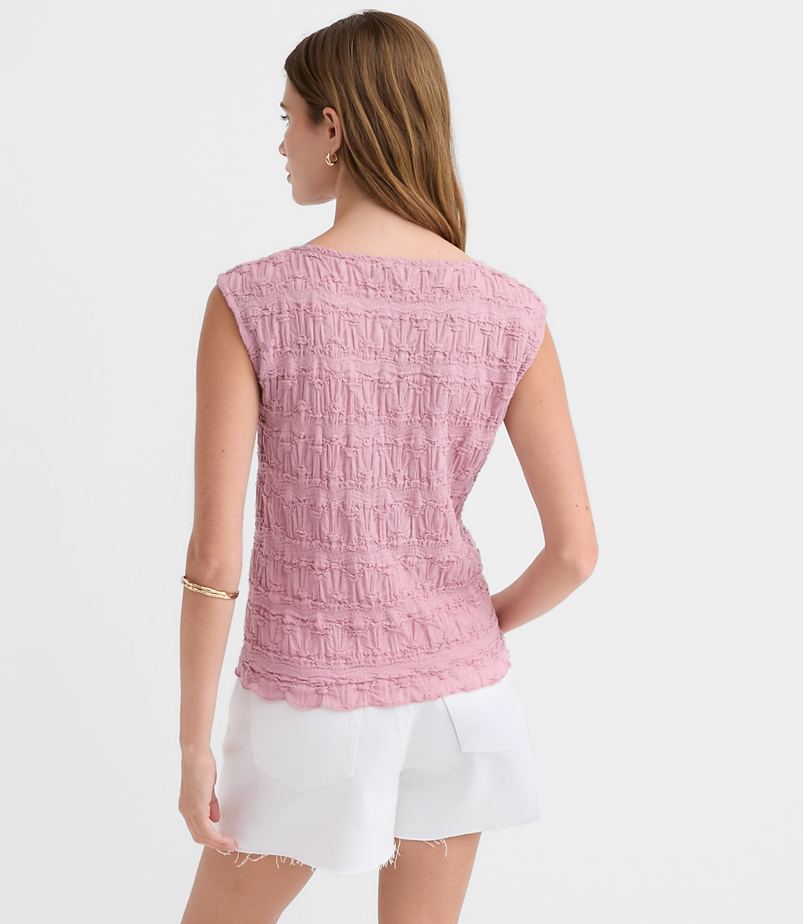 Puckered Ruffle Wedge Top