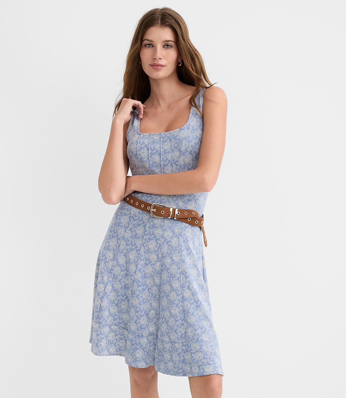 Floral Ponte Seamed Mini Dress