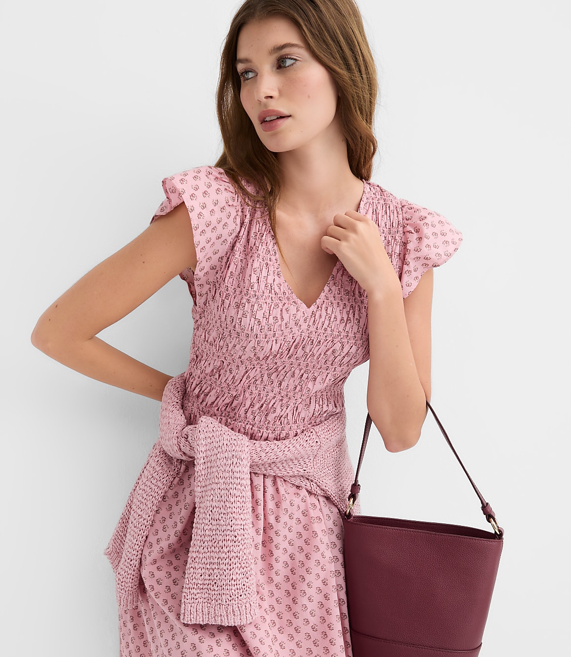 Floral Smocked Flutter Mini Pocket Dress