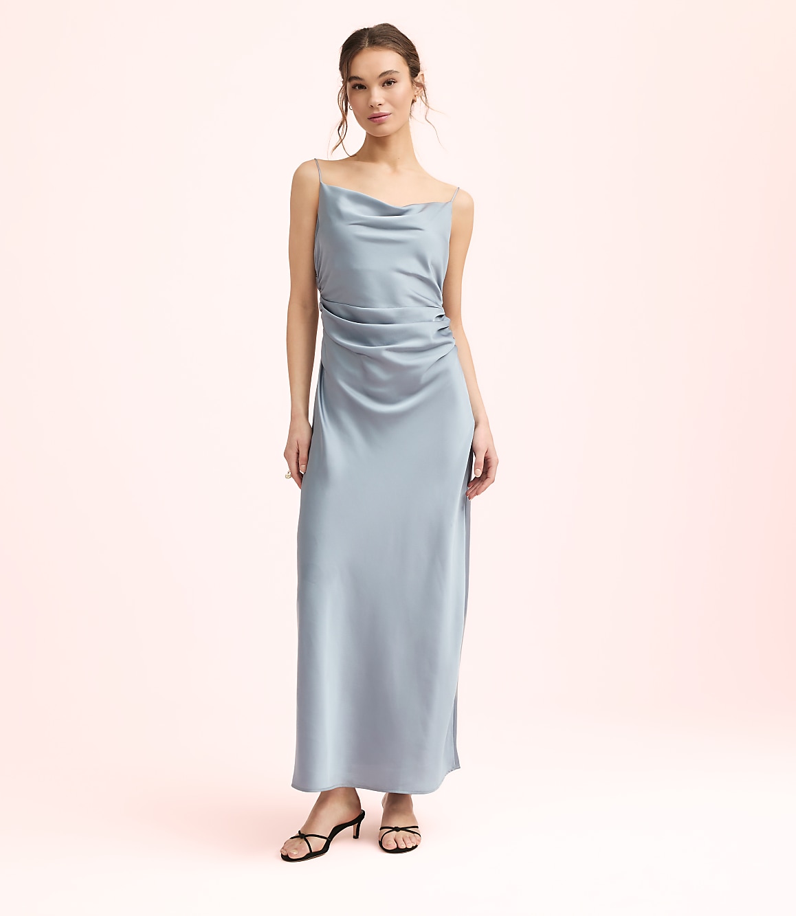 Lately Satin Bias Cowl Neck Gown