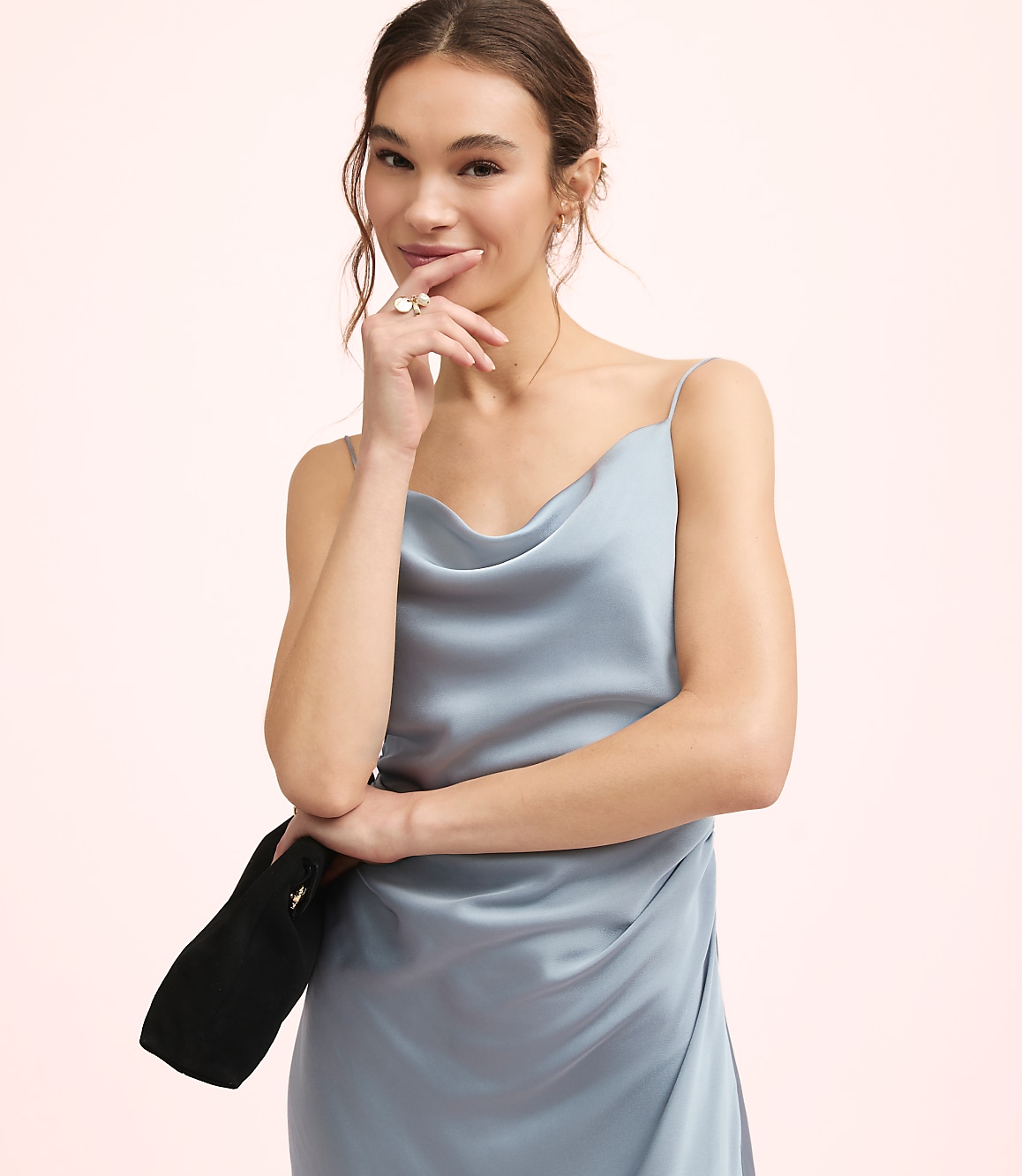 Lately Satin Bias Cowl Neck Gown