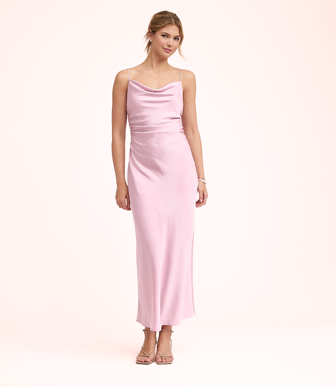 Lately Satin Bias Cowl Neck Gown