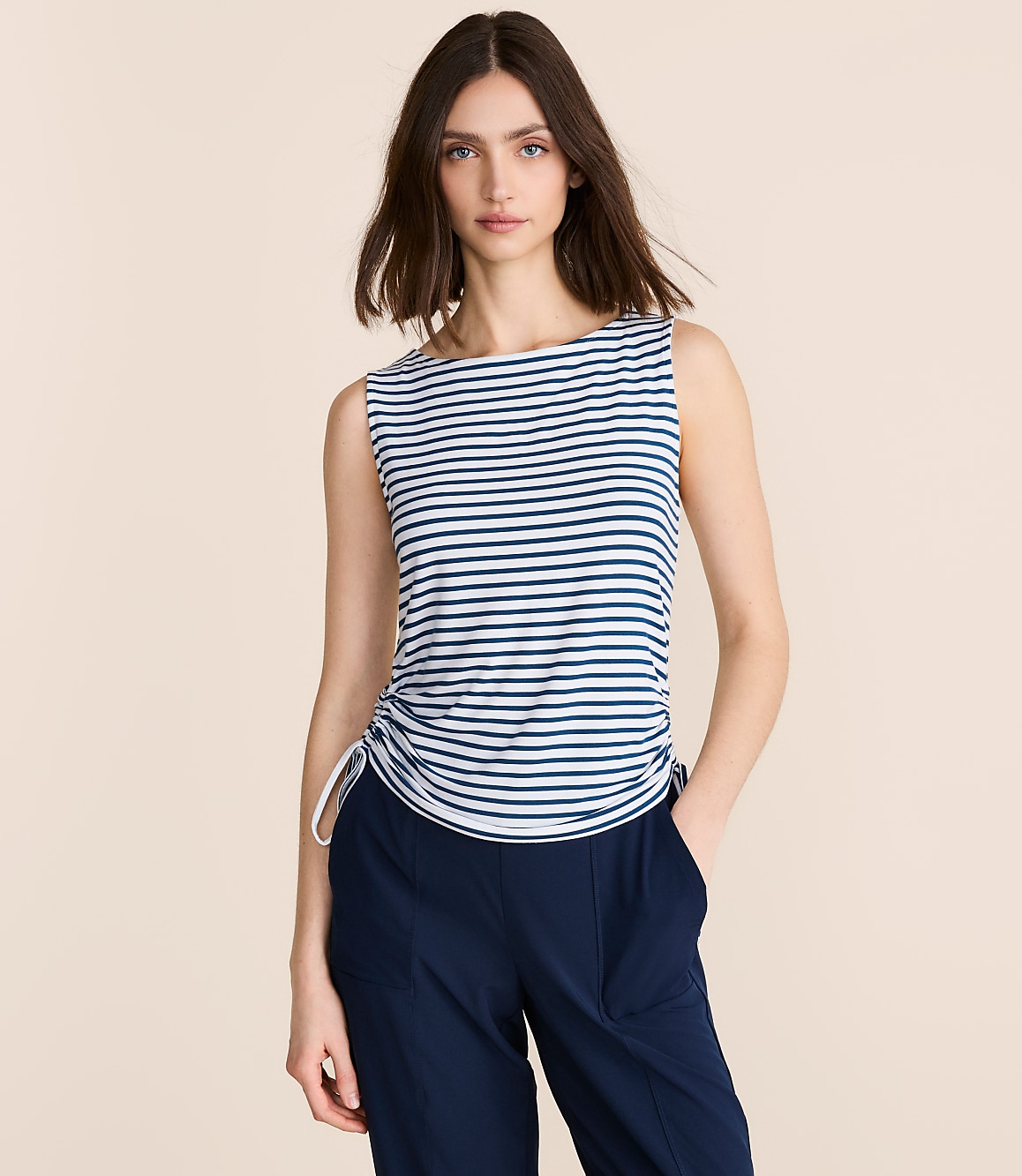 Petite Lou & Grey Striped Essential Modal Side Tie Tank Top