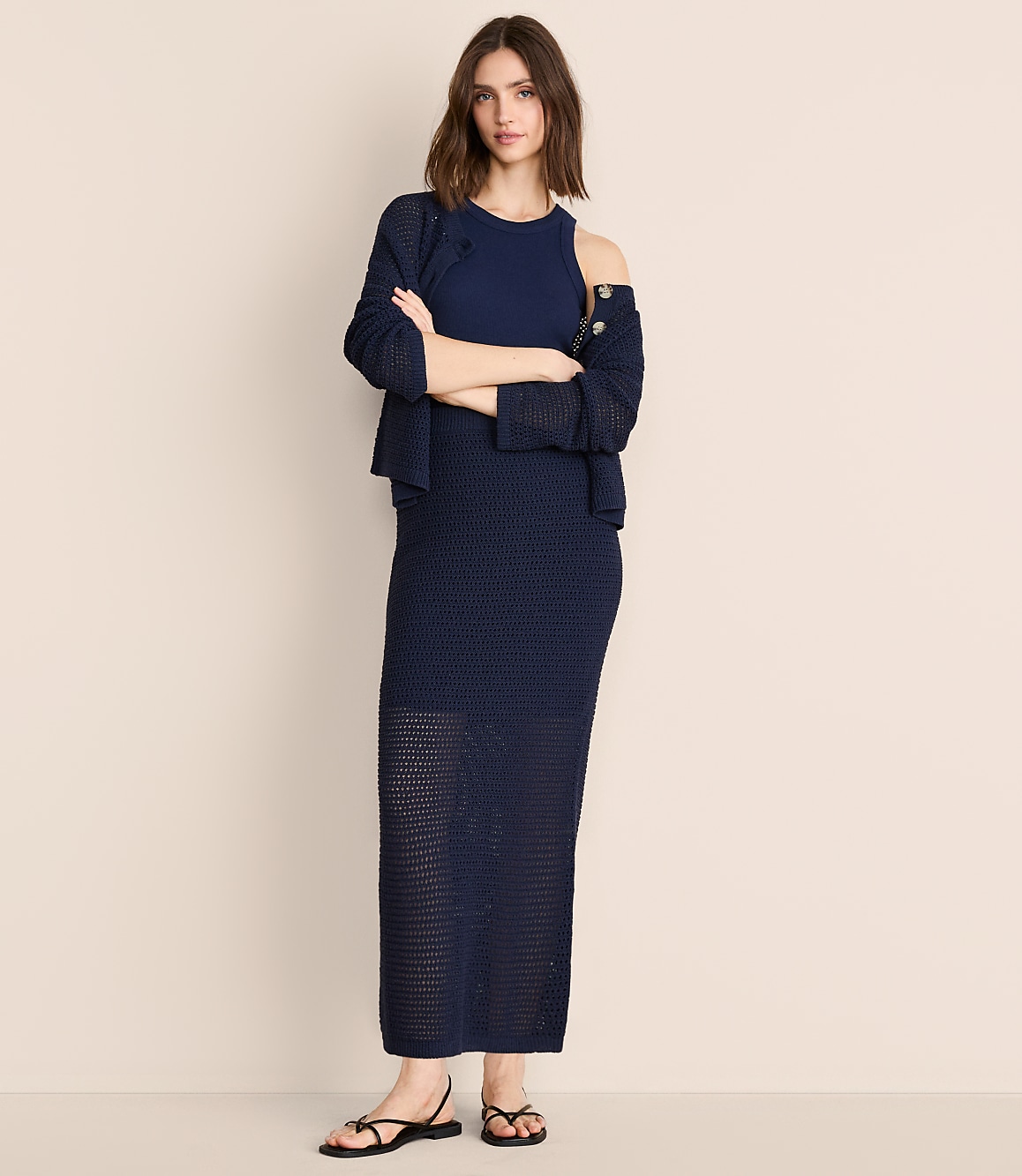 Petite Lou & Grey Mesh Stitch Maxi Sweater Skirt