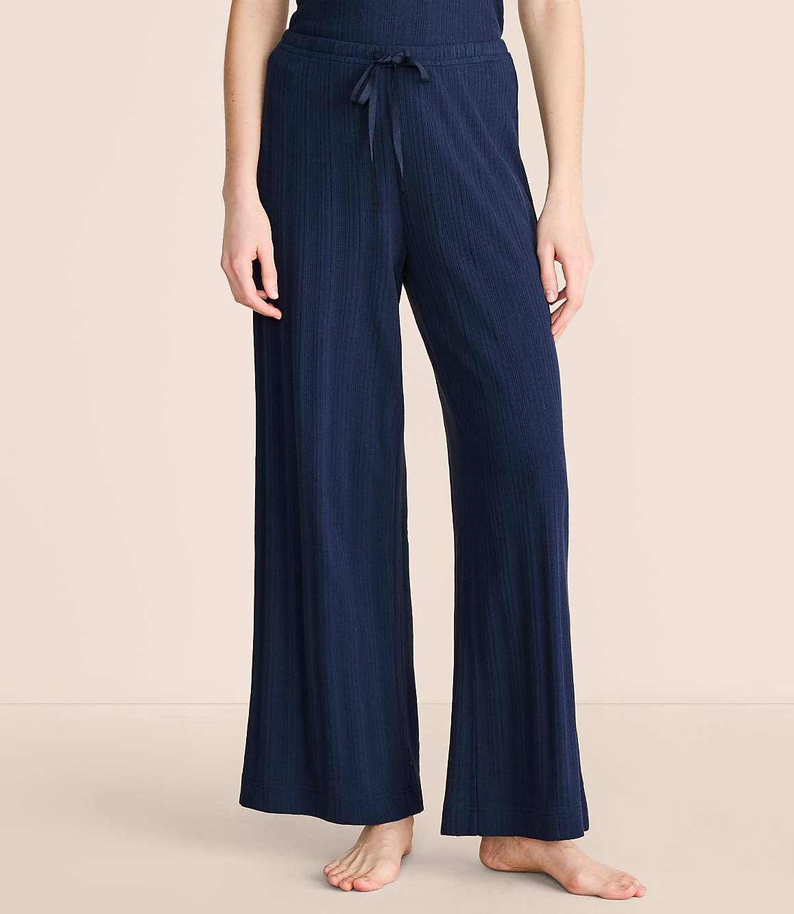Lou & Grey Pointelle Striped Wide Leg Pajama Pants