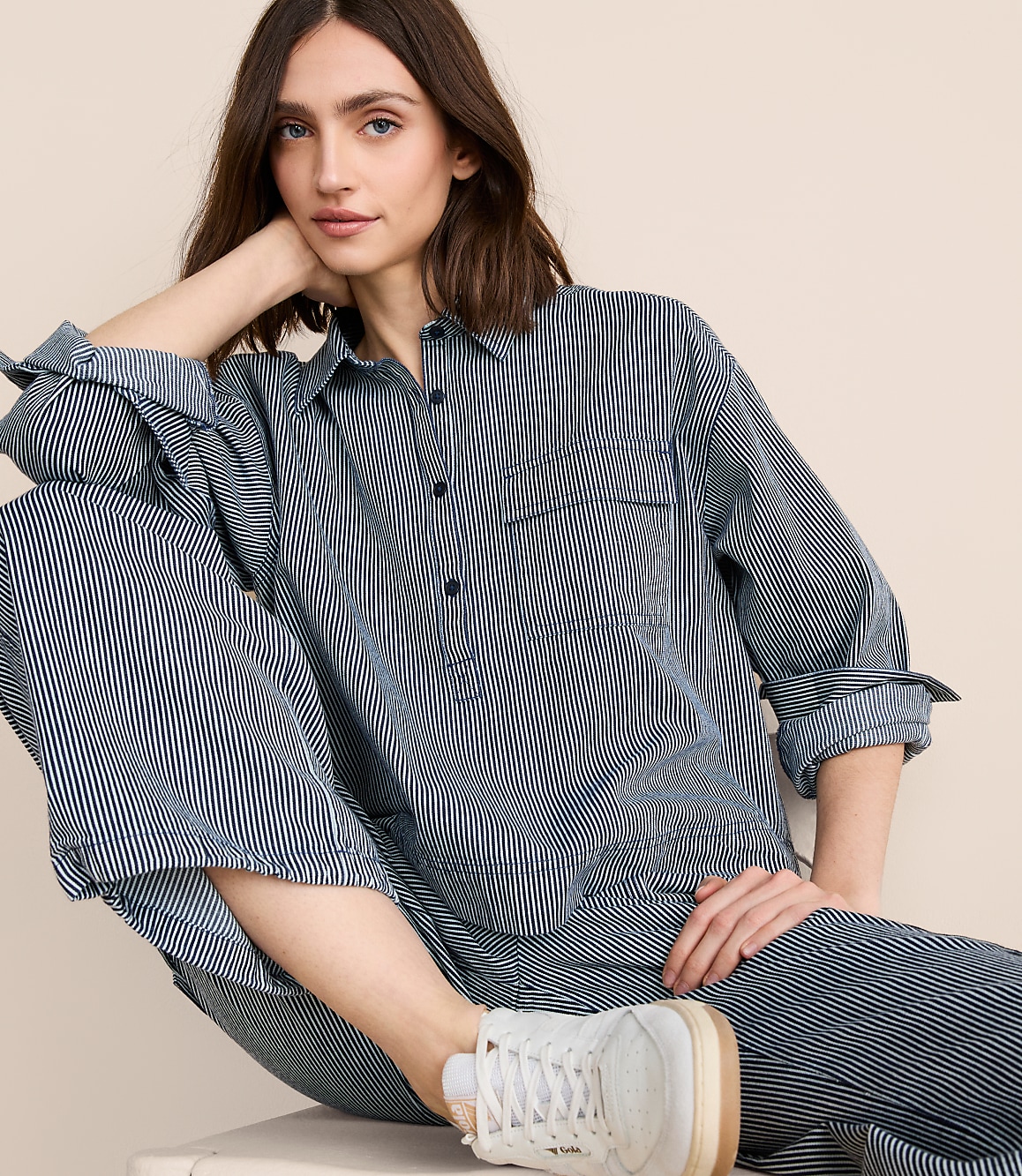 Lou & Grey Striped Pocket Popover Top
