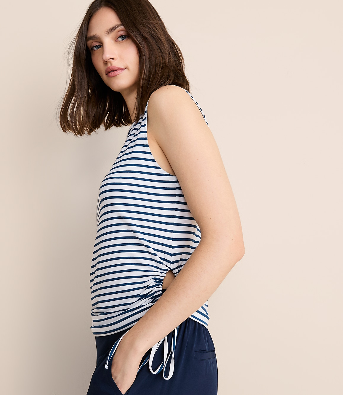 Lou & Grey Striped Essential Modal Side Tie Tank Top