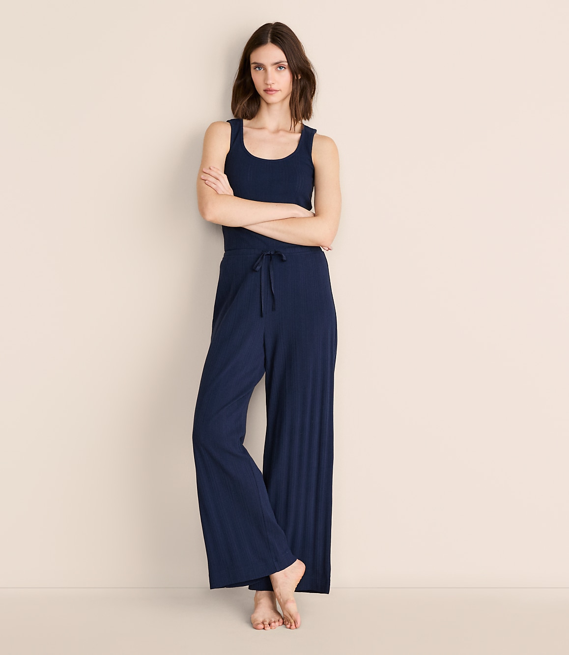 Lou & Grey Pointelle Striped Wide Leg Pajama Pants