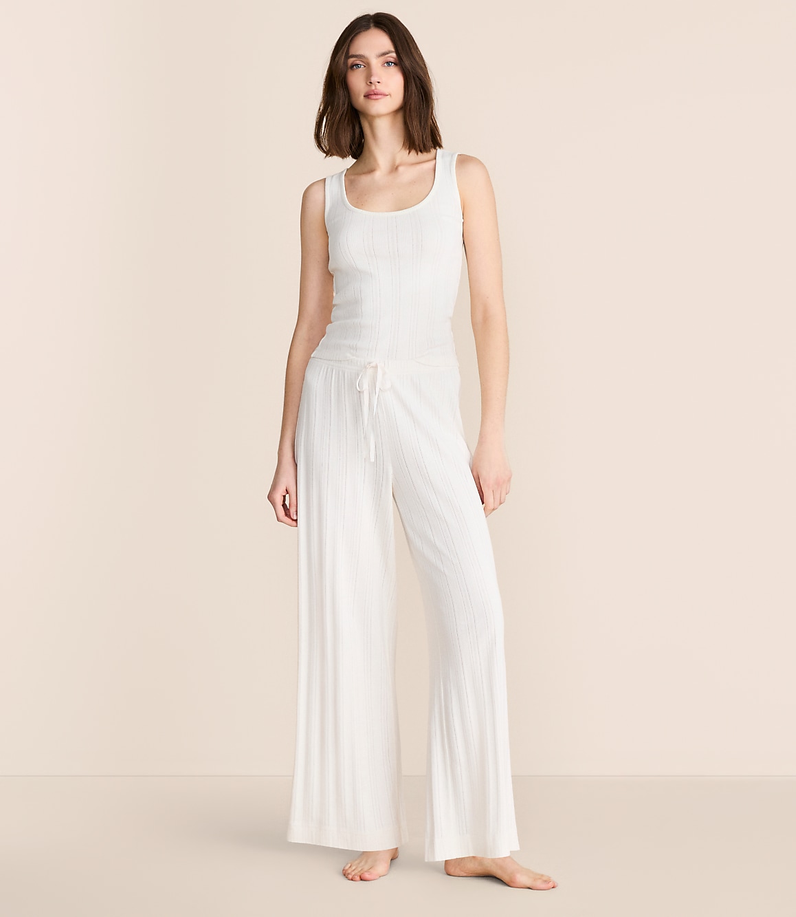 Lou & Grey Pointelle Striped Wide Leg Pajama Pants