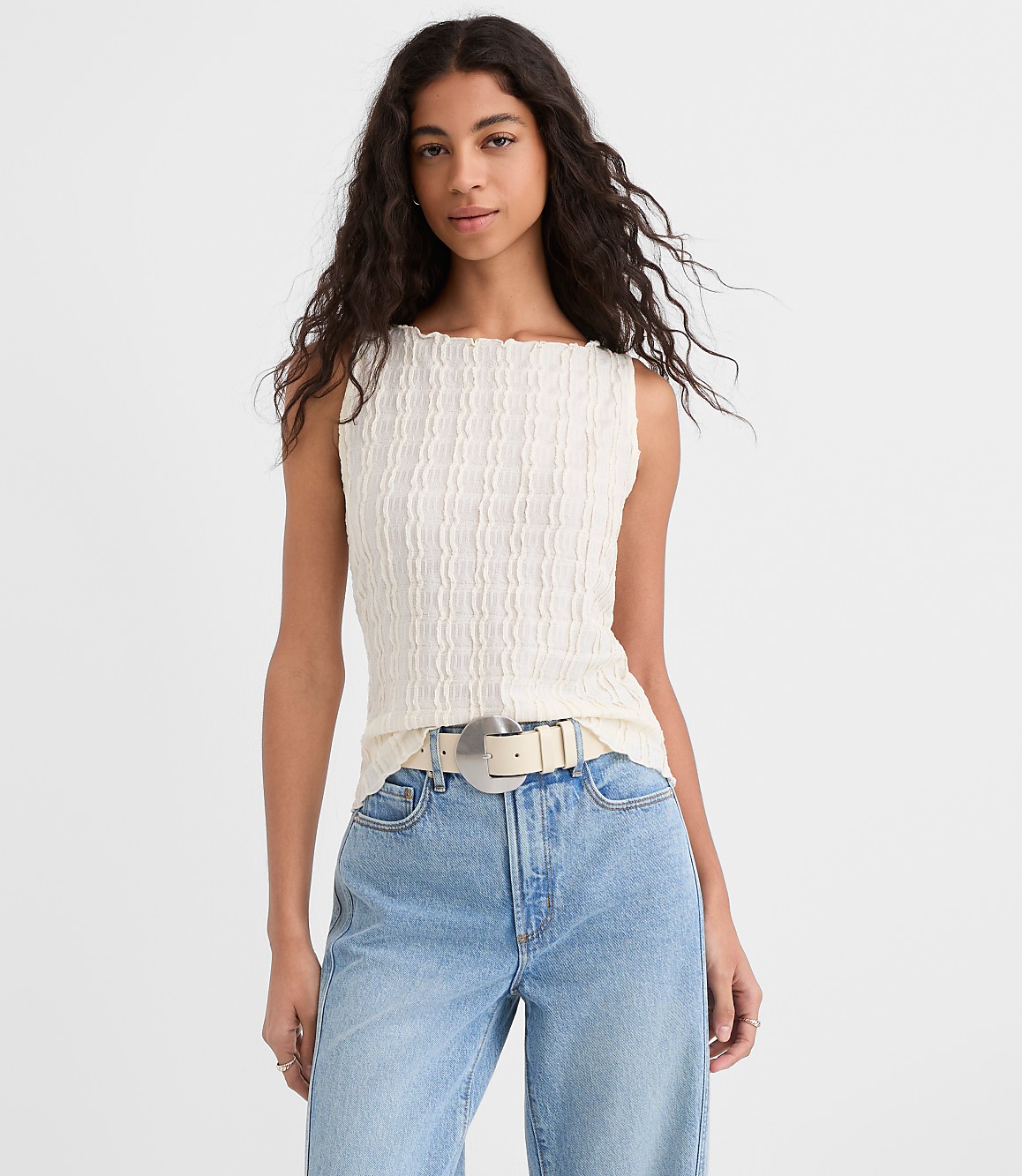 Textured Ruffle Tank Top