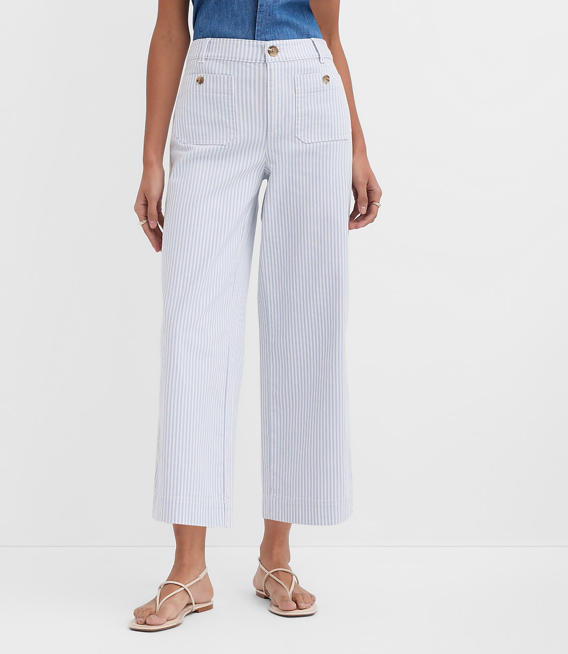 Curvy Palmer Wide Leg Crop Pants in Stripe