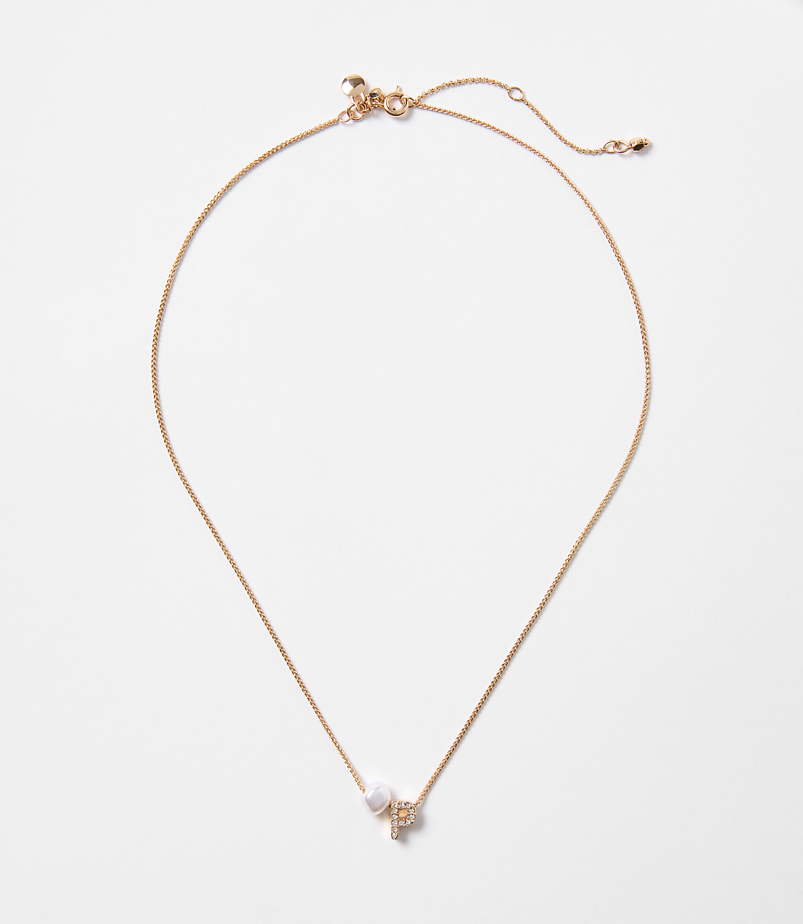 Pearlized Pave Initial Necklace