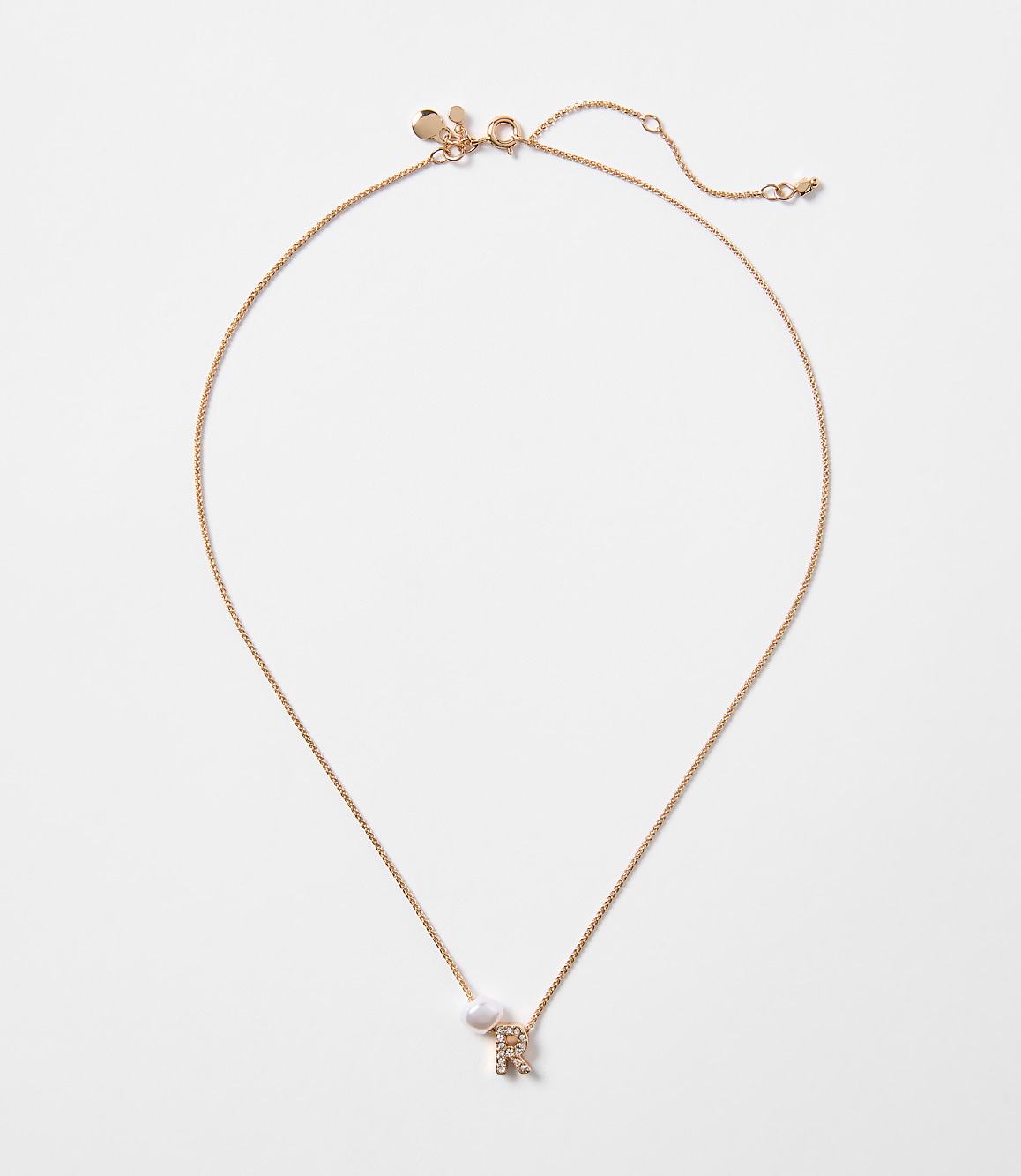 Pearlized Pave Initial Necklace