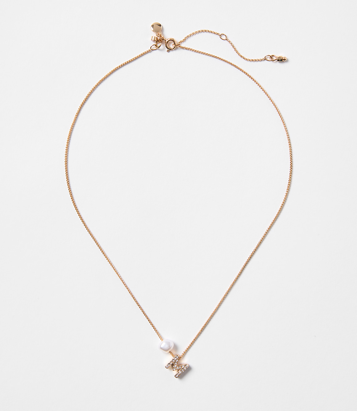 Pearlized Pave Initial Necklace