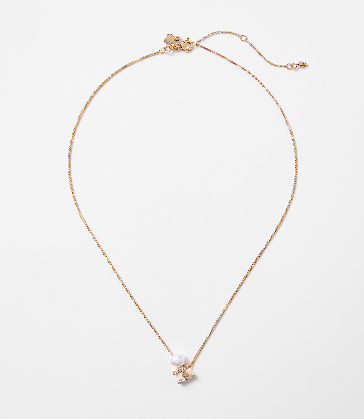Pearlized Pave Initial Necklace