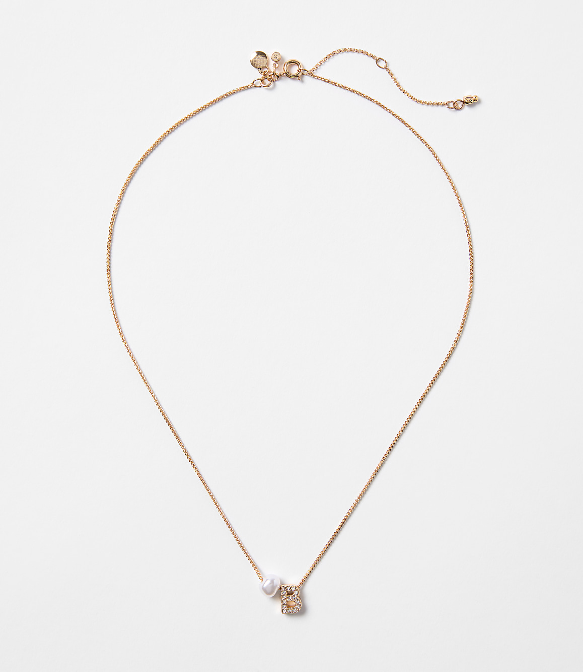 Pearlized Pave Initial Necklace