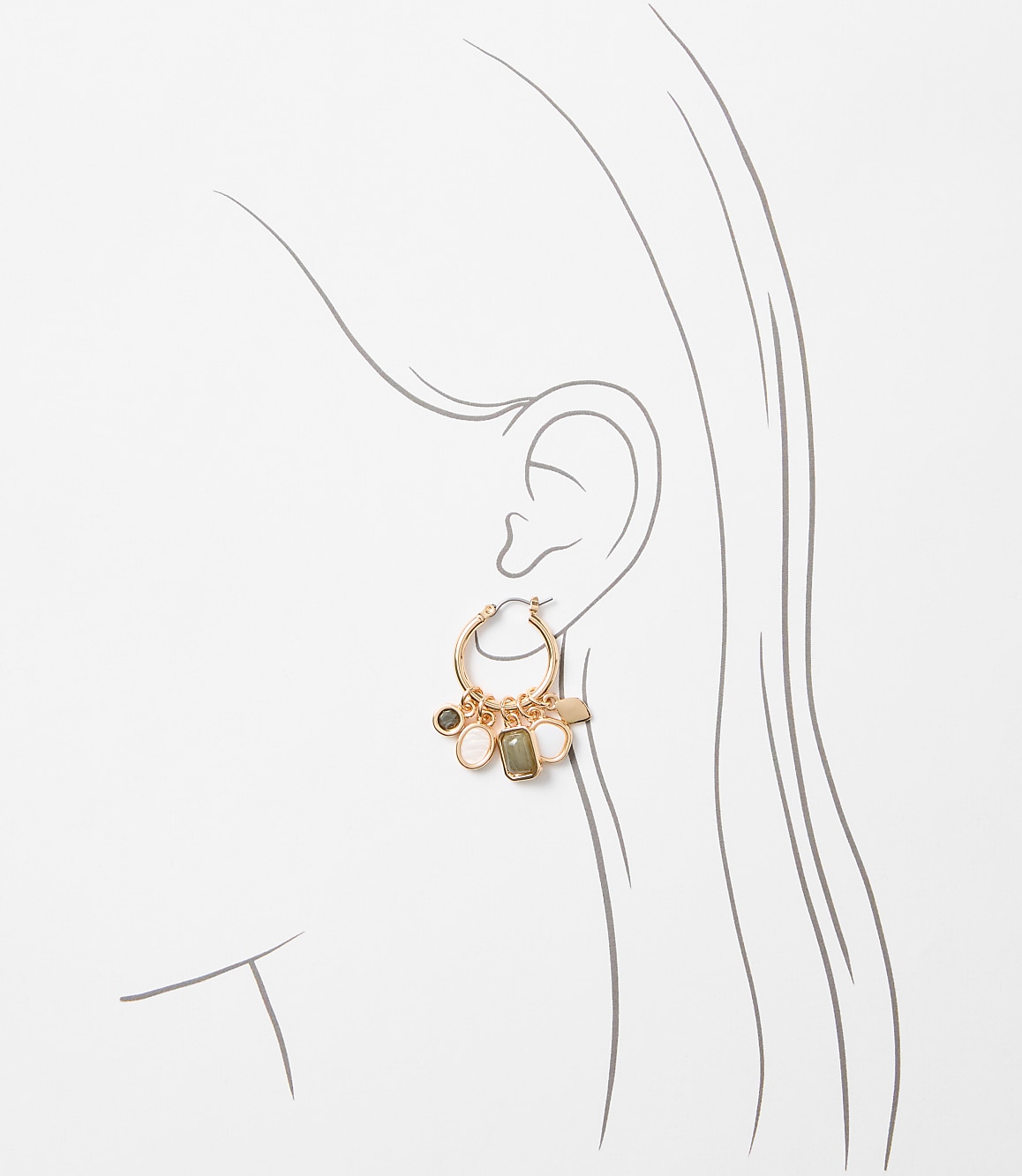 Marbleized Mother Of Pearl Charm Hoop Earrings