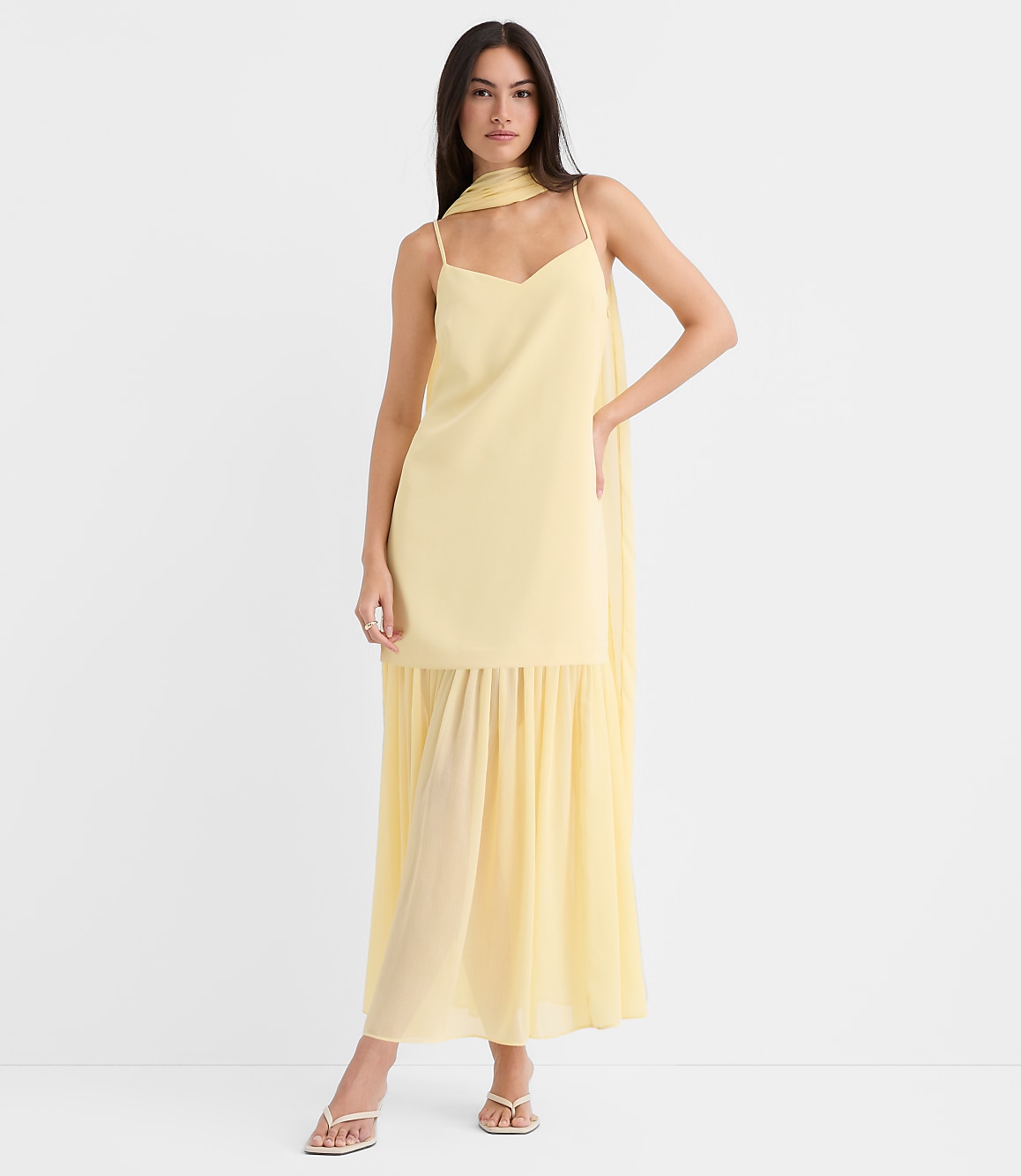 Petite Scarf Mixed Media Maxi Dress