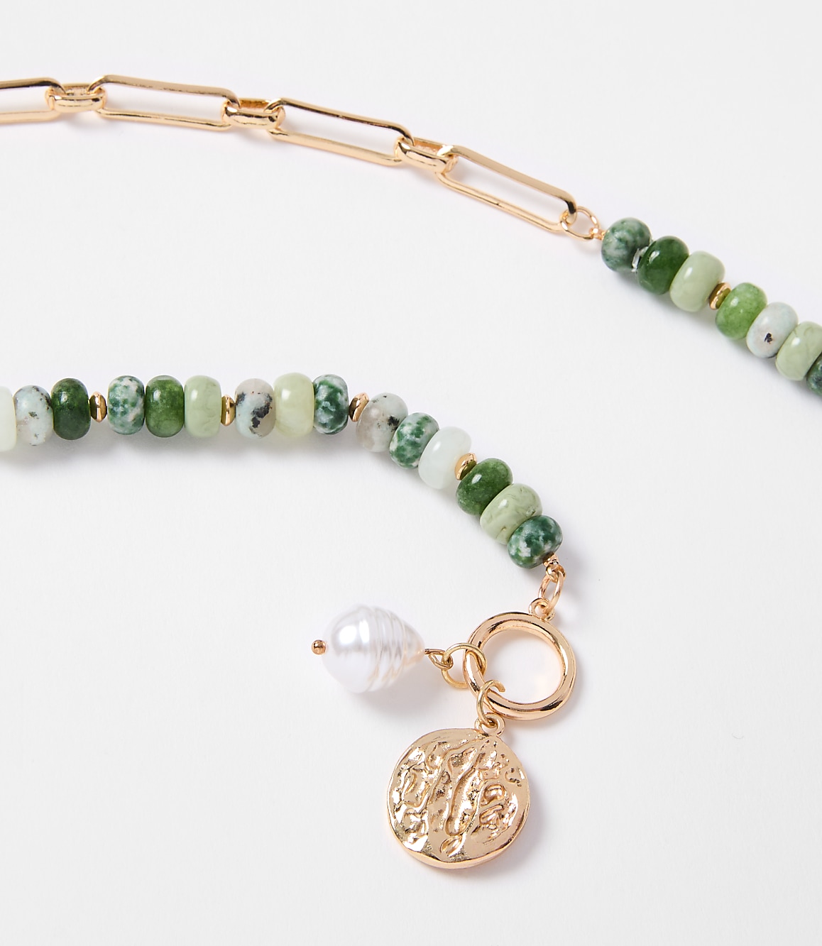 Pearlized Coin Statement Necklace