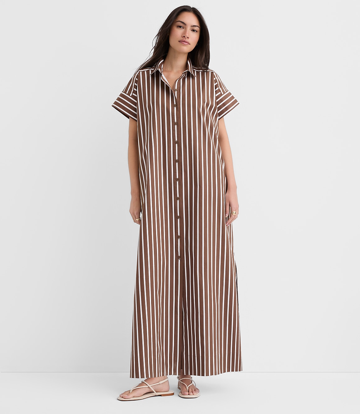 Striped Poplin Maxi Pocket Shirtdress