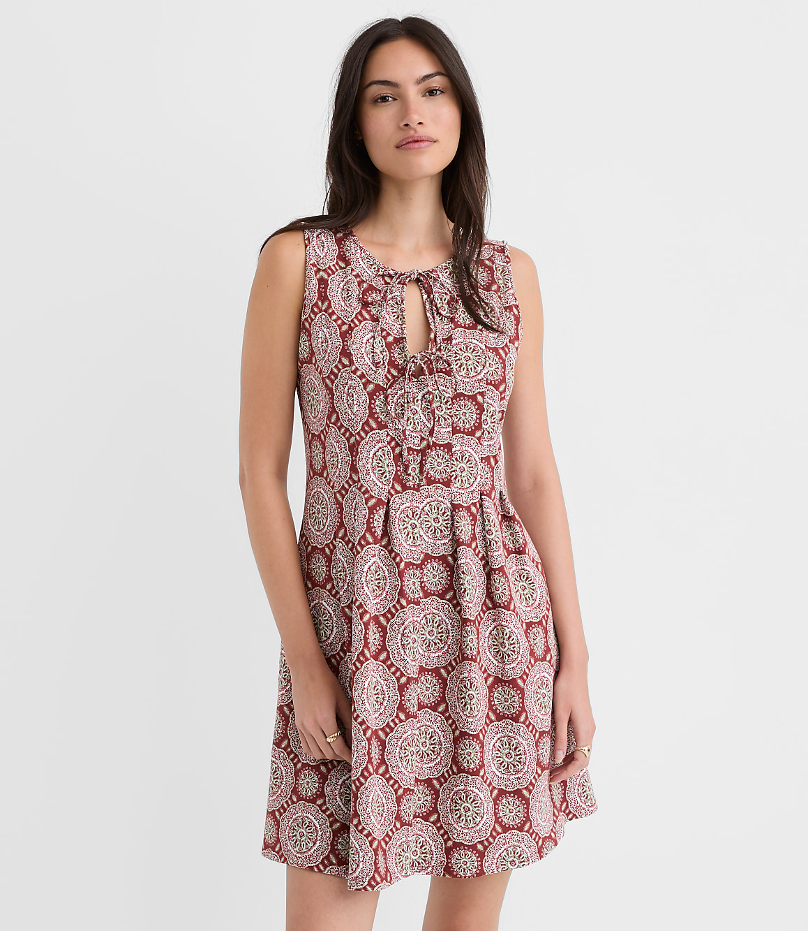 Tiled Pintucked Bow Mini Pocket Dress