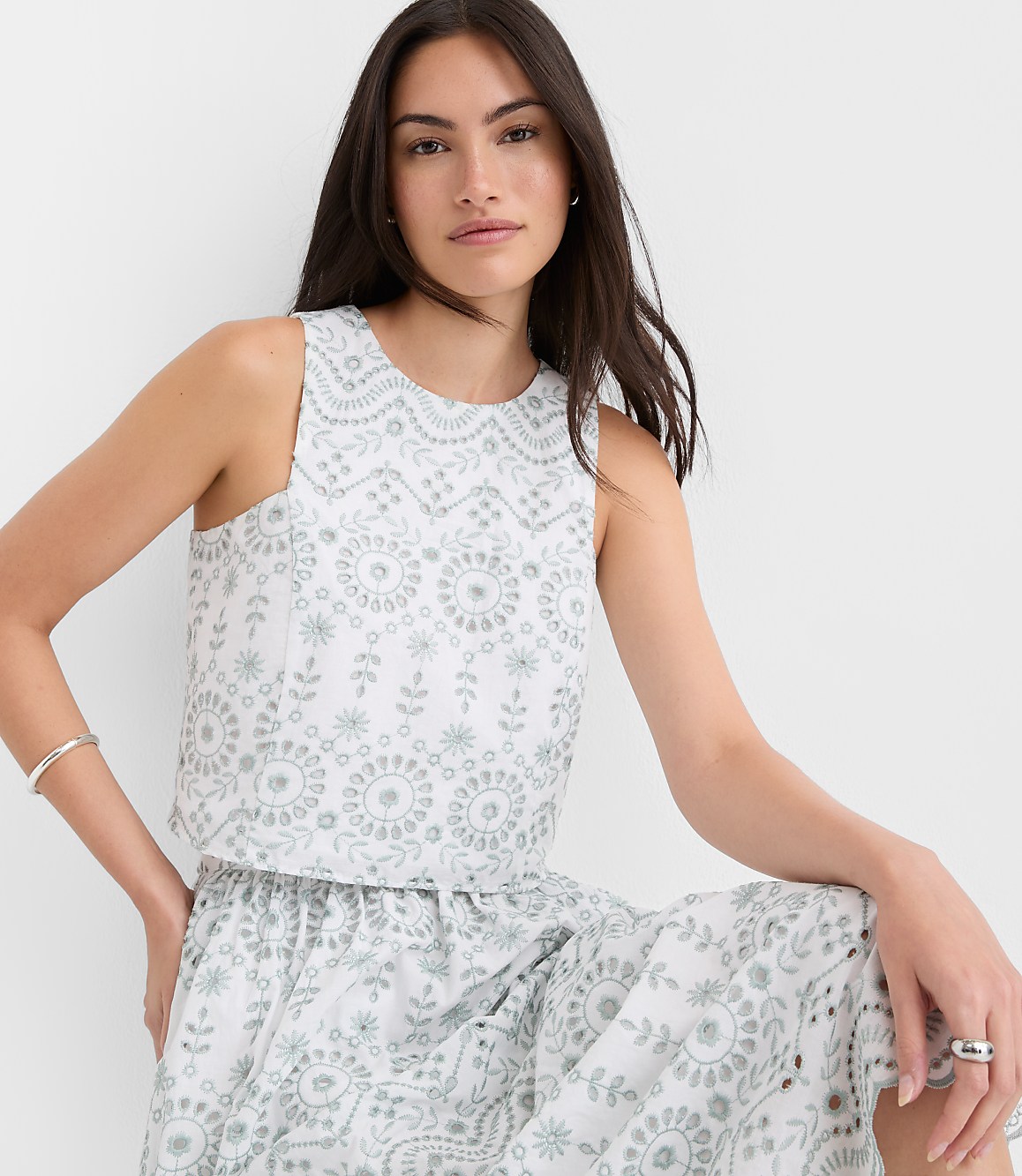 Eyelet Poplin Shell