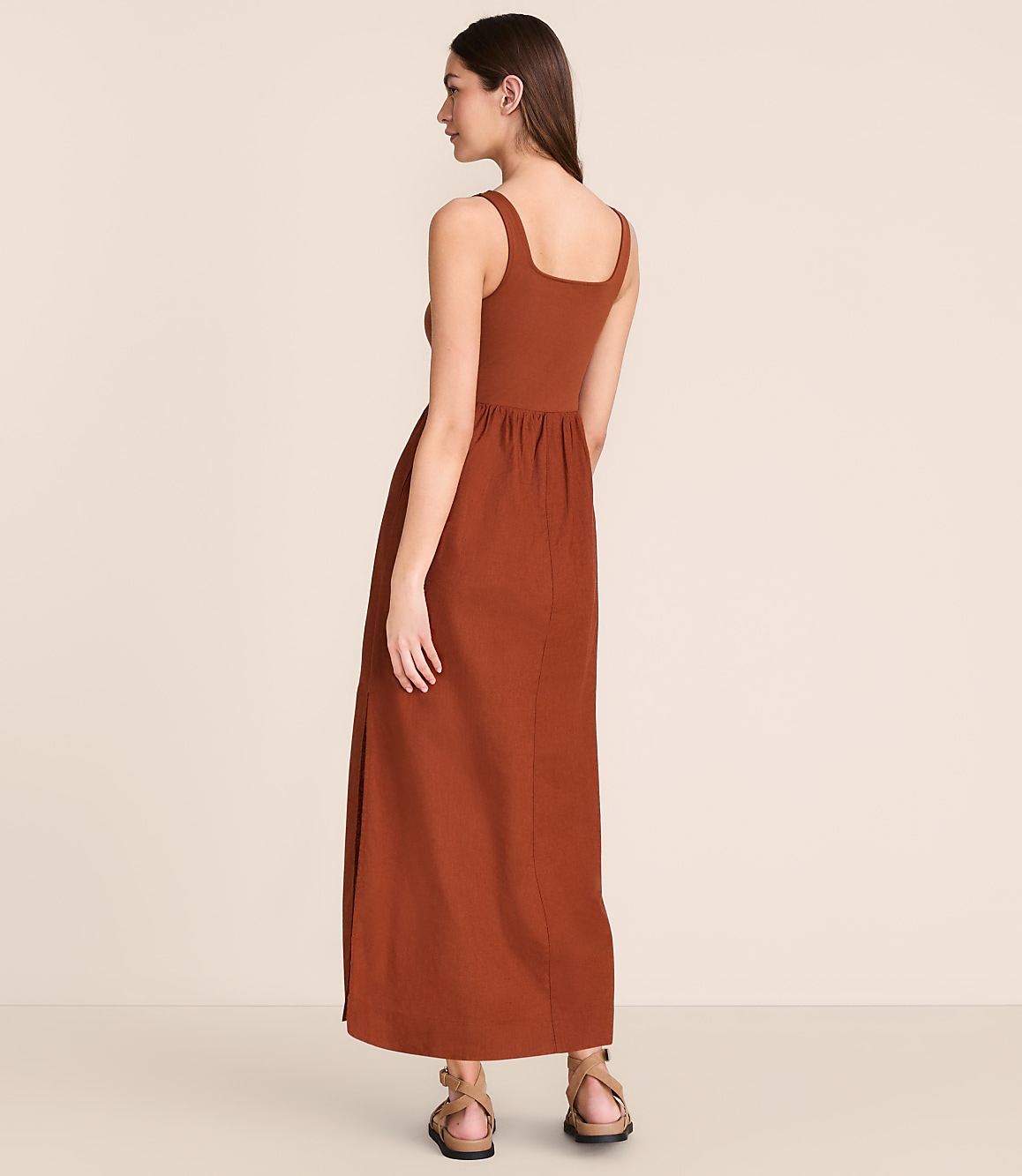 Petite Lou & Grey Linen Cotton Mixed Media Maxi Pocket Dress