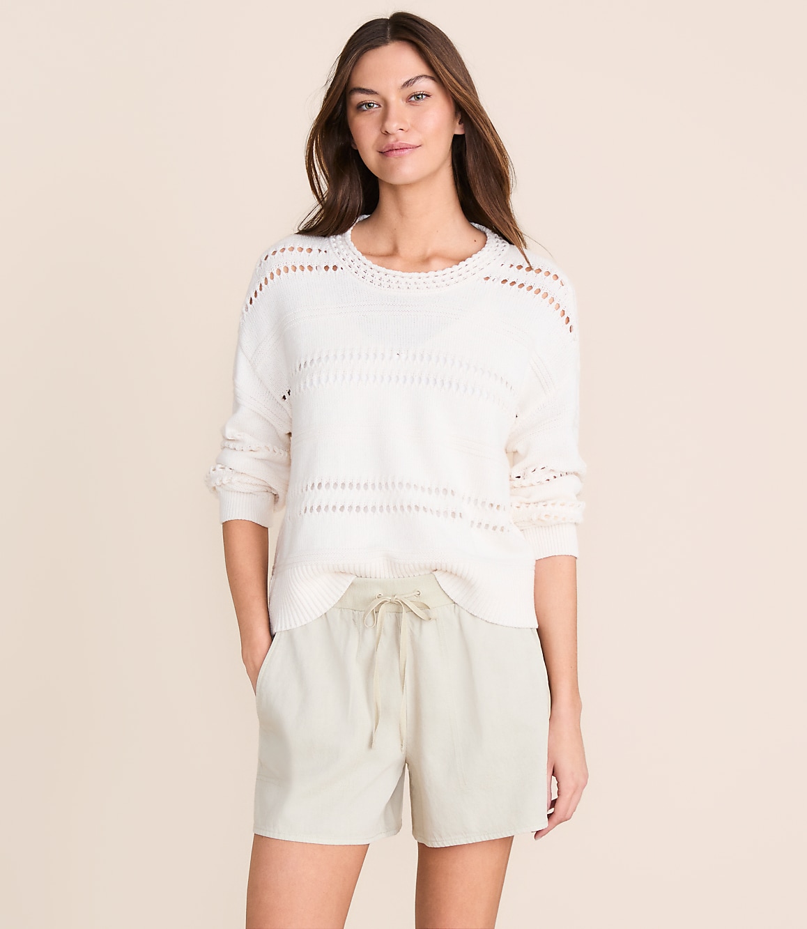 Petite Lou & Grey Pointelle Striped Sweater