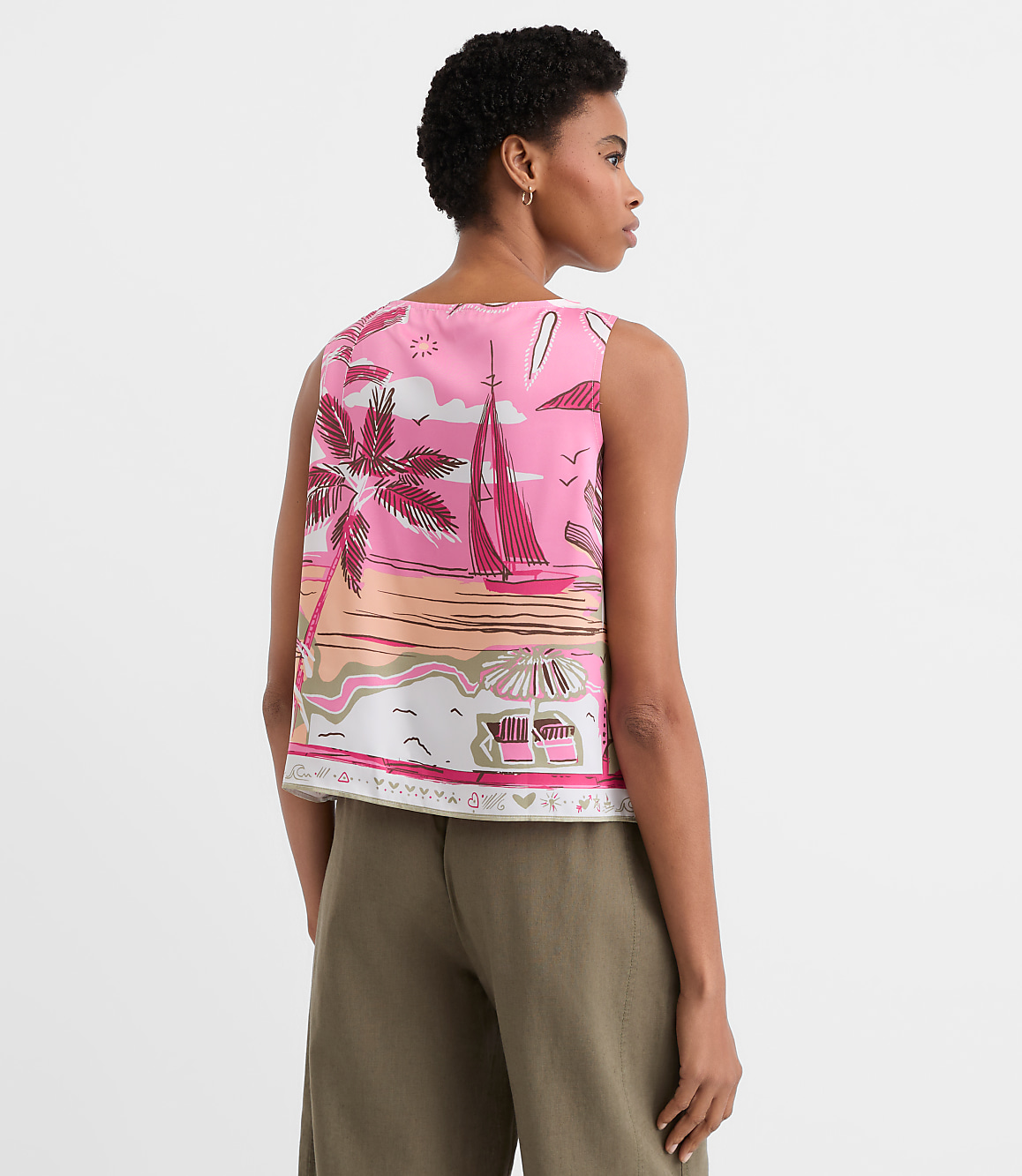 Petite Palm Shoulder Tie Top