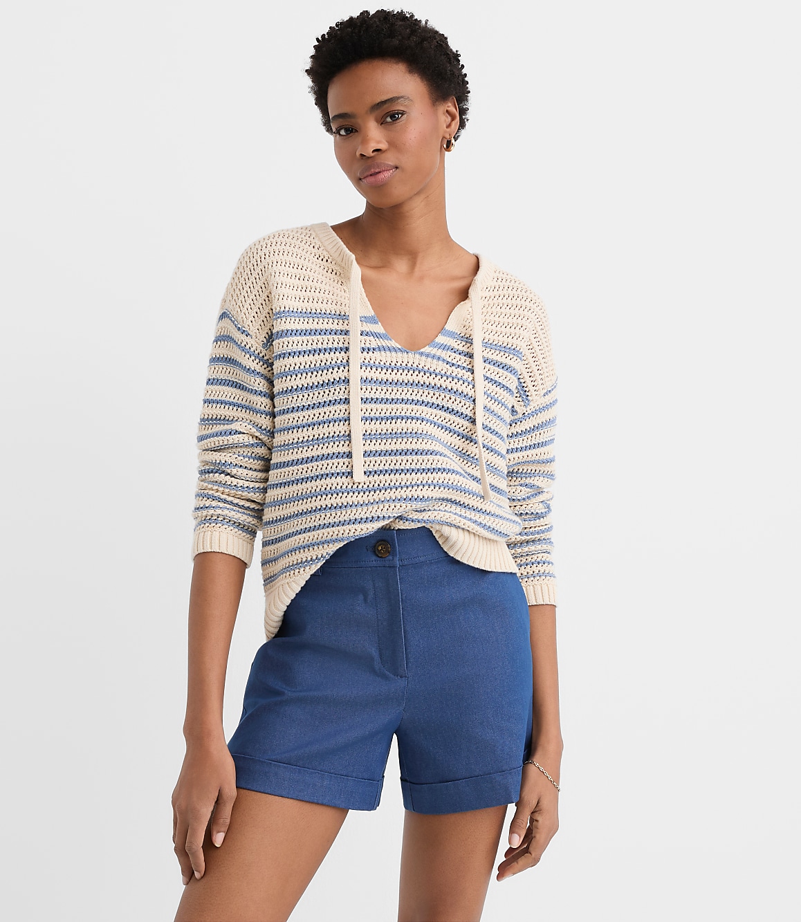 Cuffed Shorts in Refined Denim