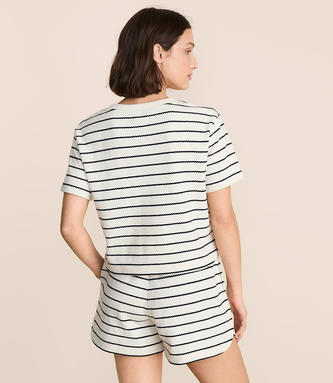 Petite Lou & Grey Striped Jacquard Rounded Hem Top