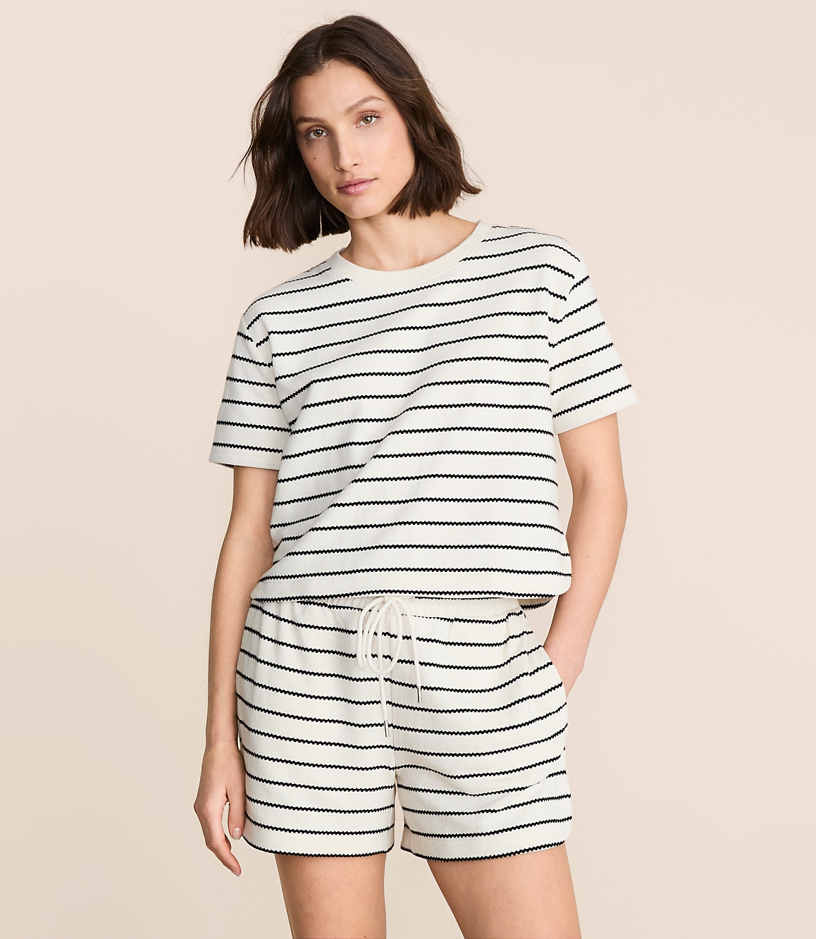 Lou & Grey Striped Jacquard Rounded Hem Top
