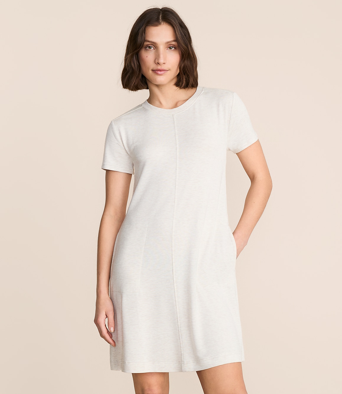 Lou & Grey Heathered Signaturesoft Mini Pocket Tee Dress