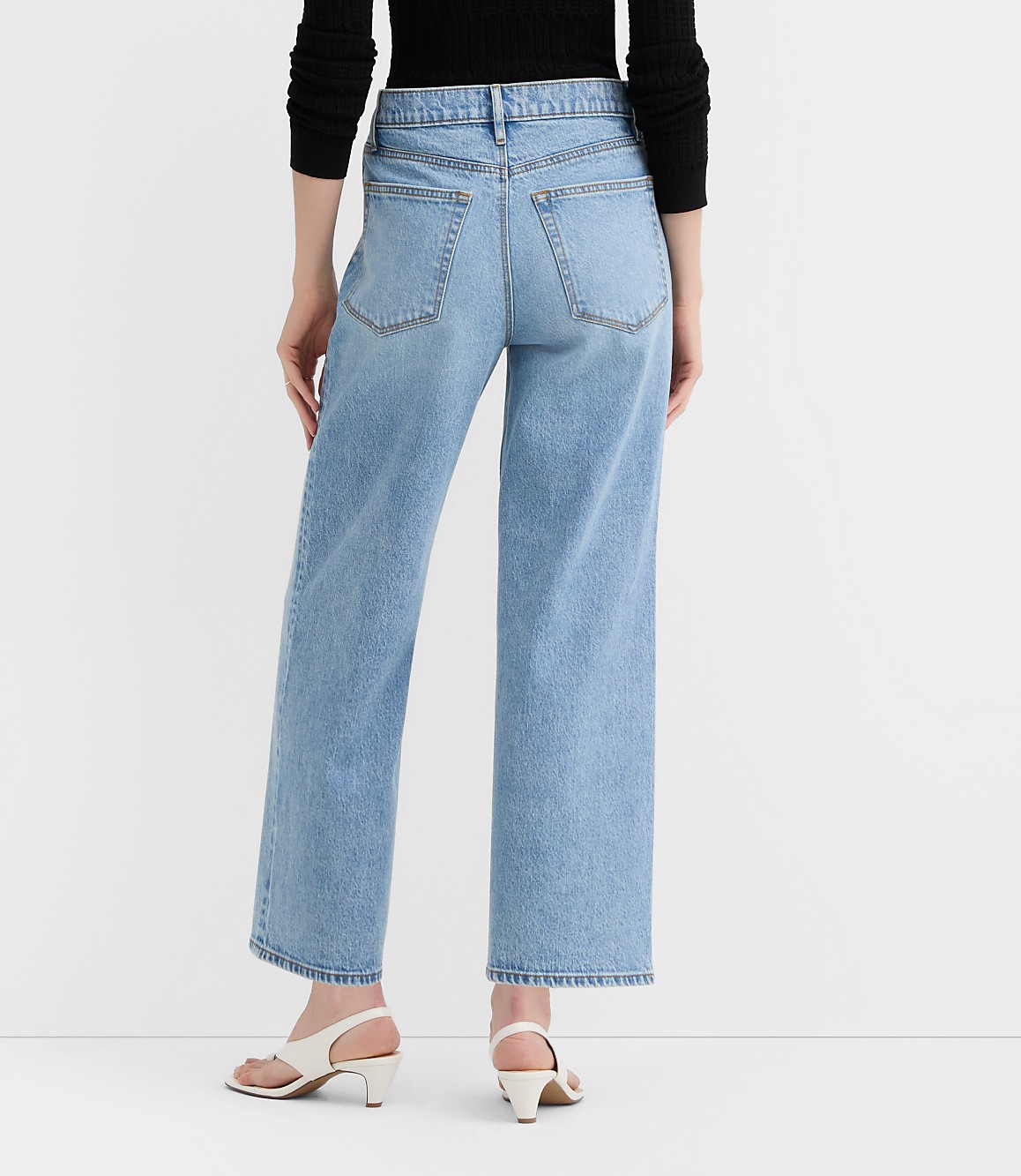 Rivete Short High Rise Wide Leg Crop Jeans in Mid Wash