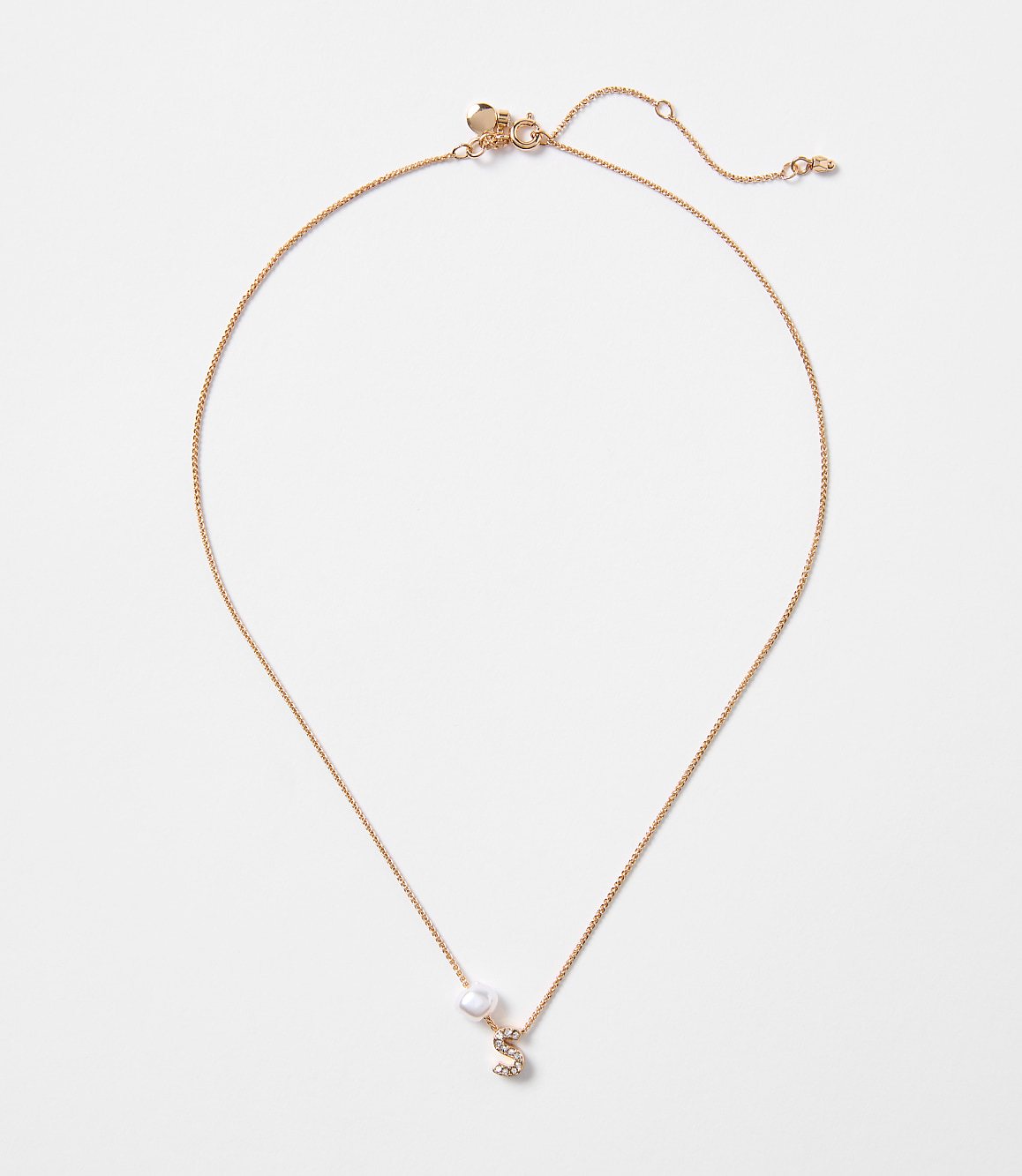 Pearlized Pave Initial Necklace