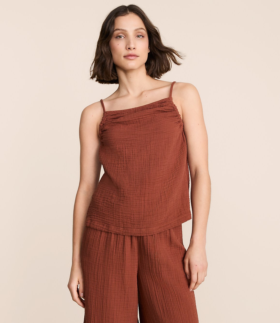 Lou & Grey Ruched Triple Cloth Tank Top
