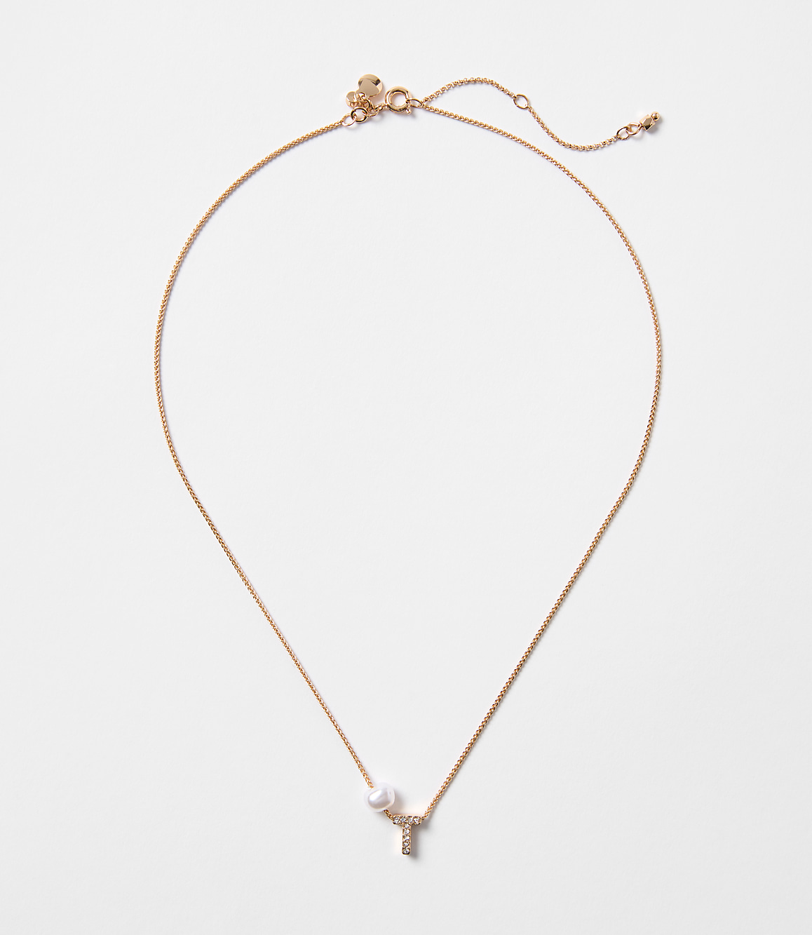 Pearlized Pave Initial Necklace