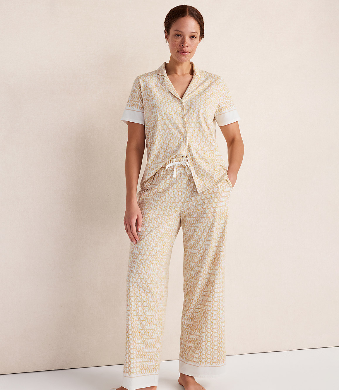 Haven Well Within Organic Cotton Jersey Ikat Foulard Pajama Top