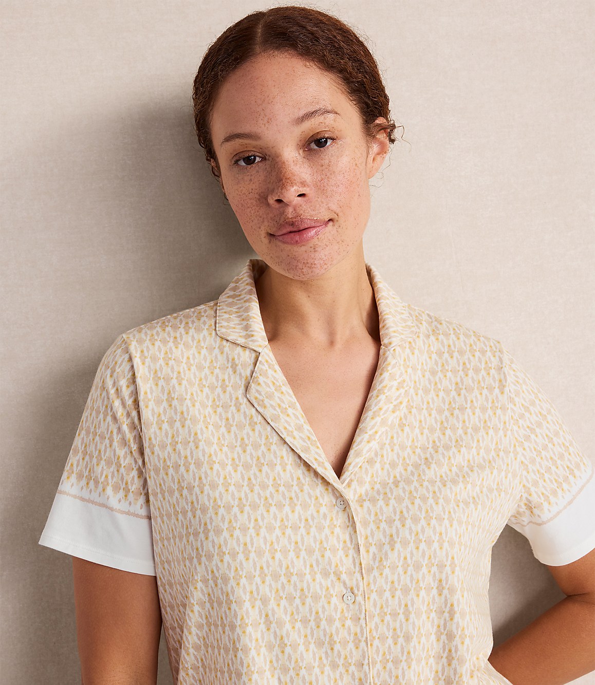 Haven Well Within Organic Cotton Jersey Ikat Foulard Pajama Top