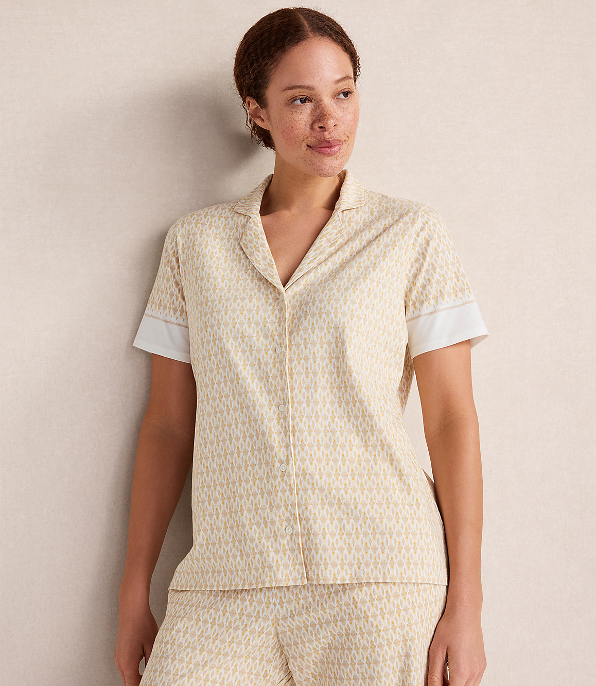 Haven Well Within Organic Cotton Jersey Ikat Foulard Pajama Top