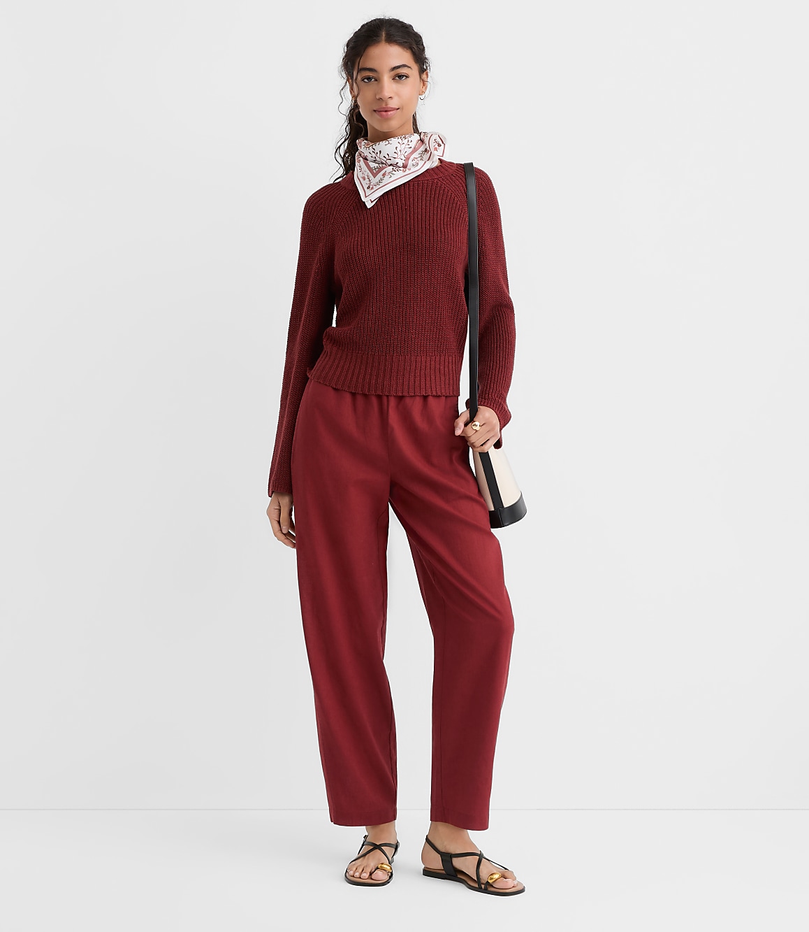 Pull On Barrel Pants in Linen Cotton
