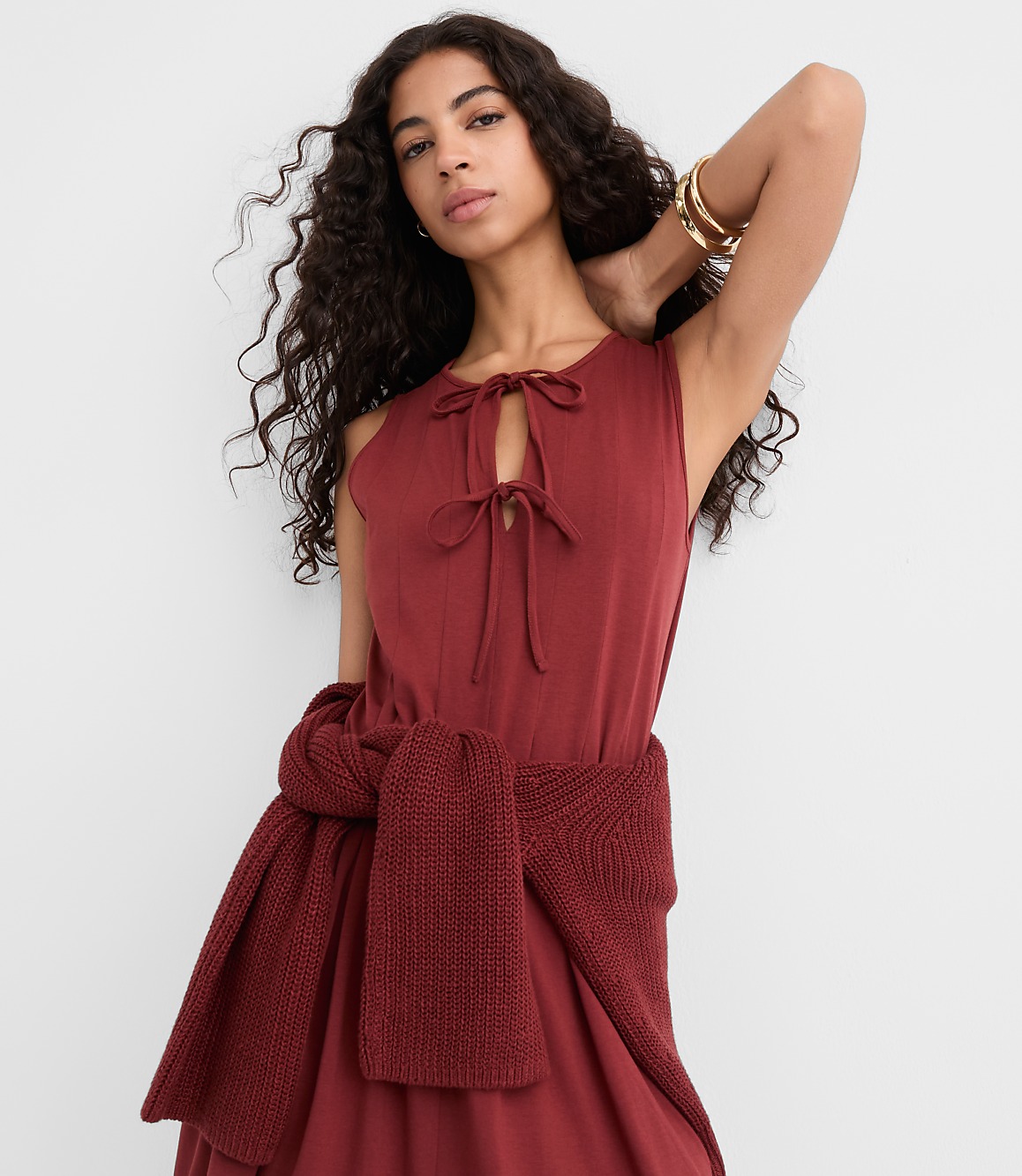 Pintucked Bow Mini Pocket Dress