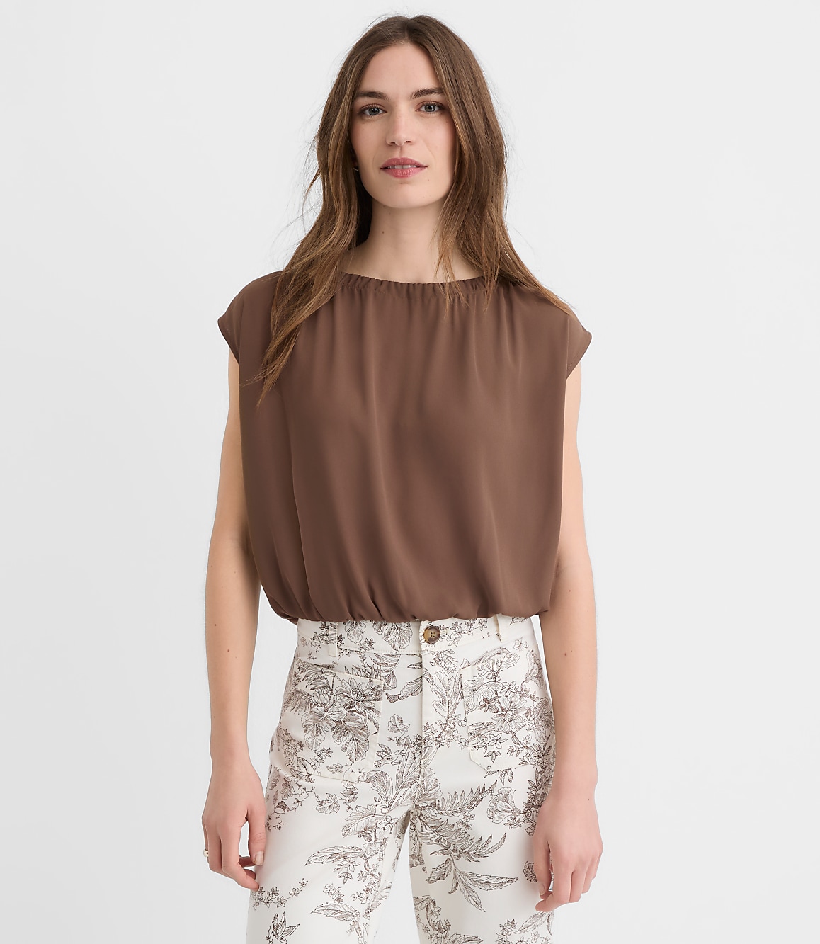 Bubble Hem Mixed Media Top