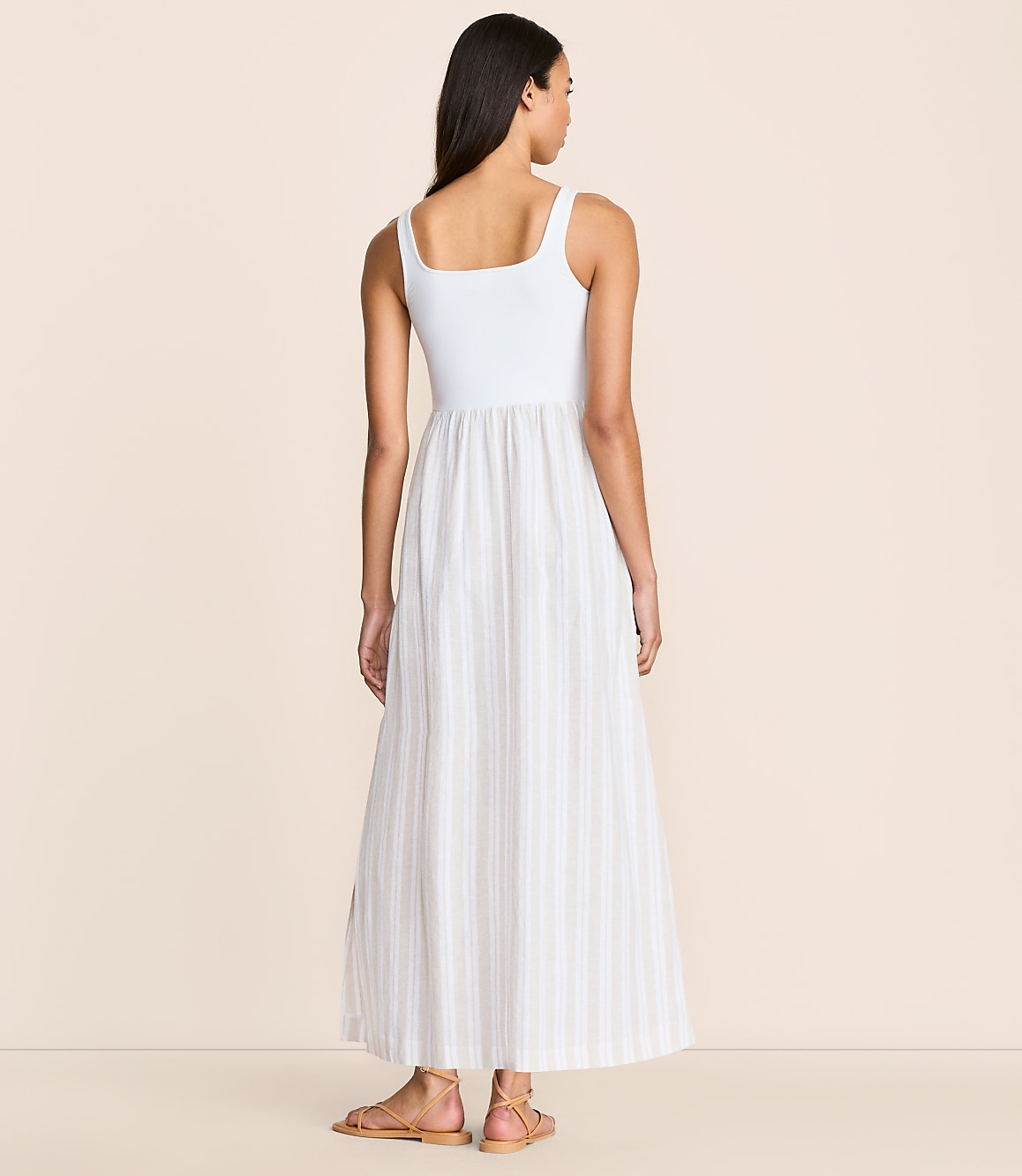 Petite Lou & Grey Striped Linen Cotton Mixed Media Maxi Pocket Dress