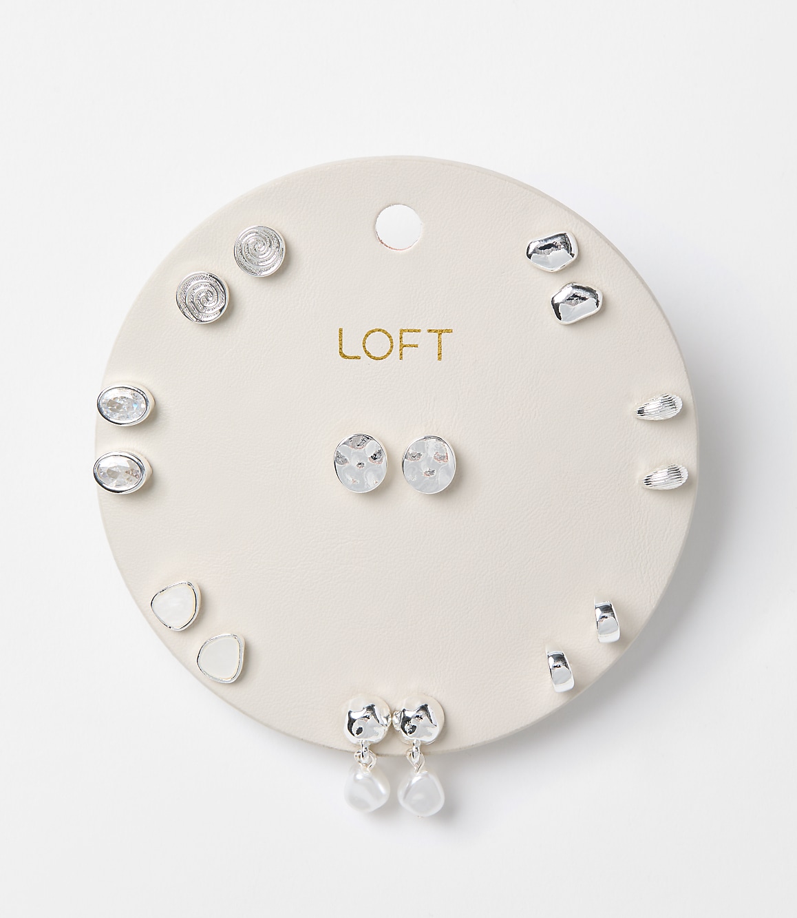 Pearlized Hammered Stud Earring Set