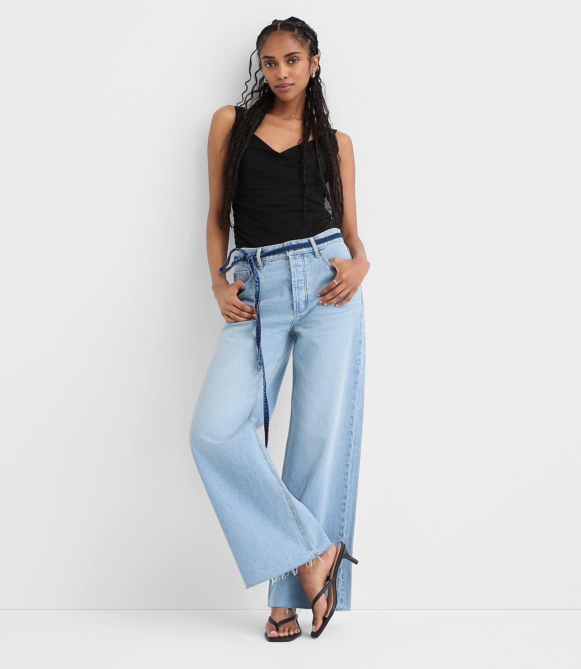 Rivete Tall Fresh Cut High Rise Relaxed Wide Leg Jeans in Wave Wash