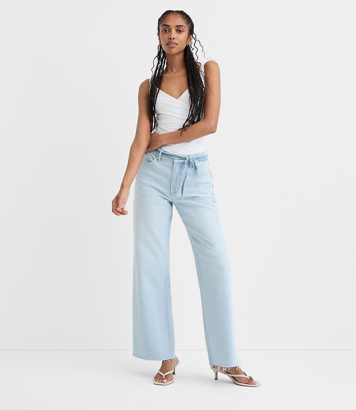 Rivete Fresh Cut Mid Rise Wide Leg Jeans in Wave Wash